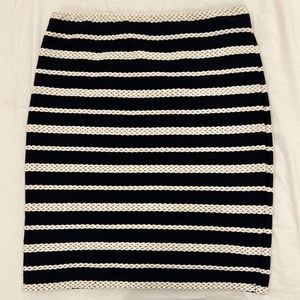 Fitted Skirt - White/Navy Blue